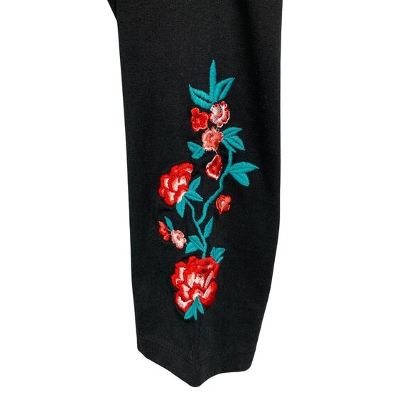 French Laundry Womens Embroidered Floral Black Leggings M - Picture 3 of 6